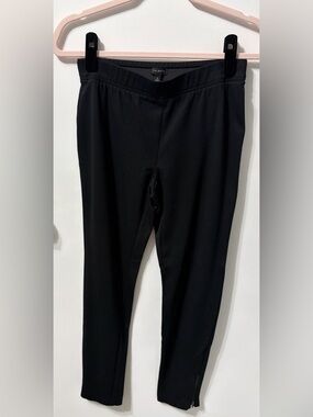 Talbots Black Ponte Ankle Leggings with Subtle Hem Zipper